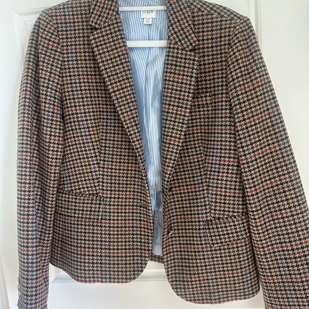 J. Crew Women's Houndstooth Blazer - Black and Brown